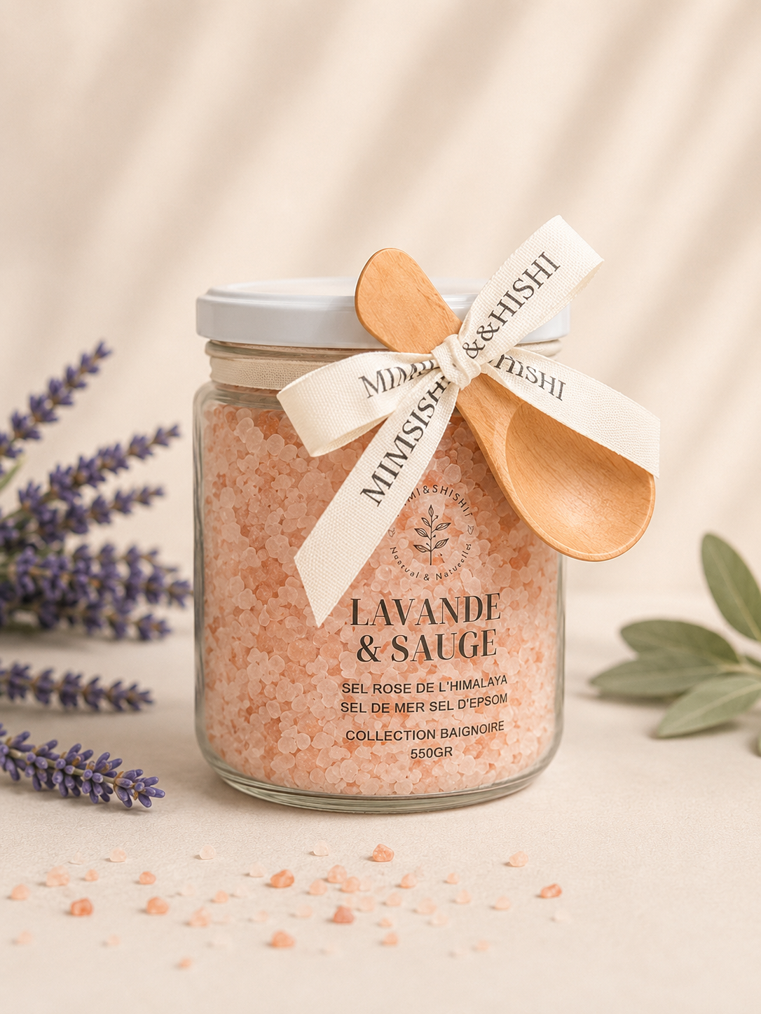 Sel de Bain Fleurs de Lavande Sauge et Sel de l'Himalaya 500g