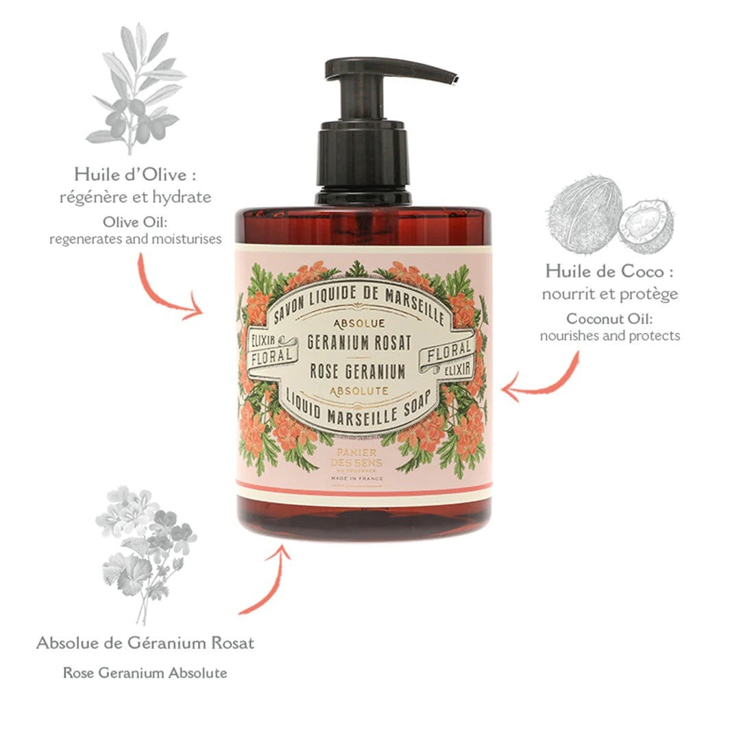 Savon liquide de Marseille - Géranium Rosat 500ml