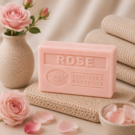 Savon à l'huile d'Olive Bio parfumé à la Rose 125g