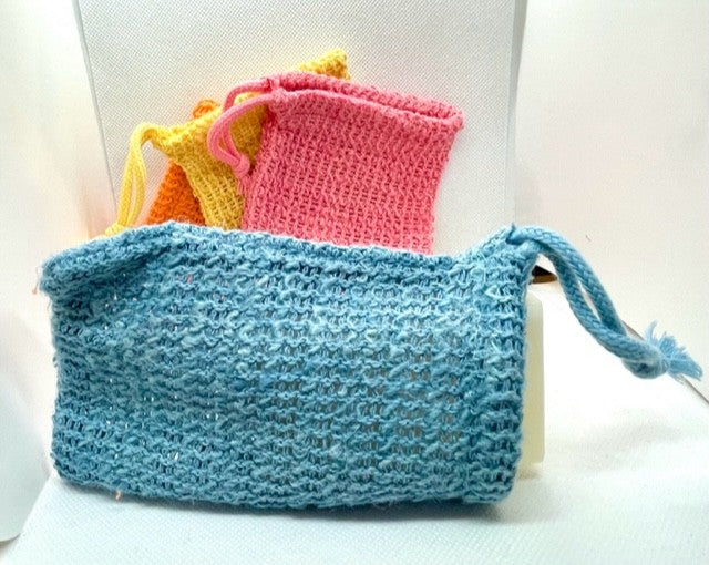 Sachet à Savon exfoliant en sisal Bleu