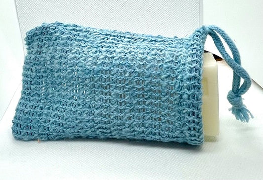Sachet à Savon exfoliant en sisal Bleu