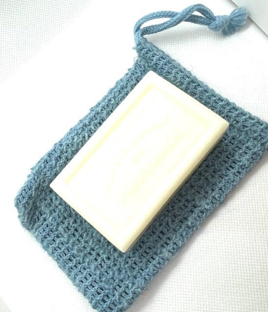 Sachet à Savon exfoliant en sisal Bleu