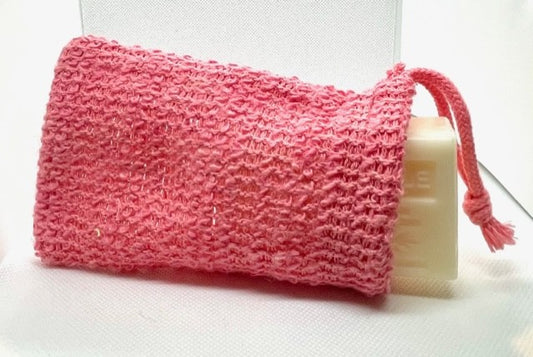 Sachet à Savon exfoliant en sisal Rose