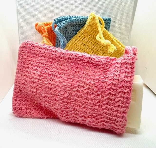 Sachet à Savon exfoliant en sisal Rose