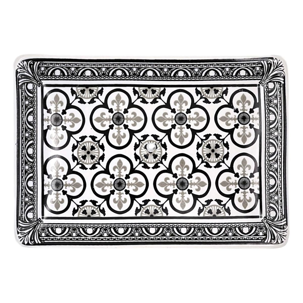 Black Fleur de Lys Ceramic Soap Dish