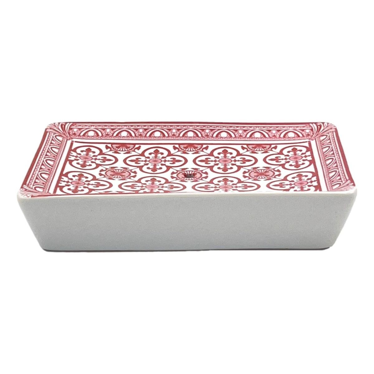 Red Fleur-de-Lys Ceramic Soap Dish