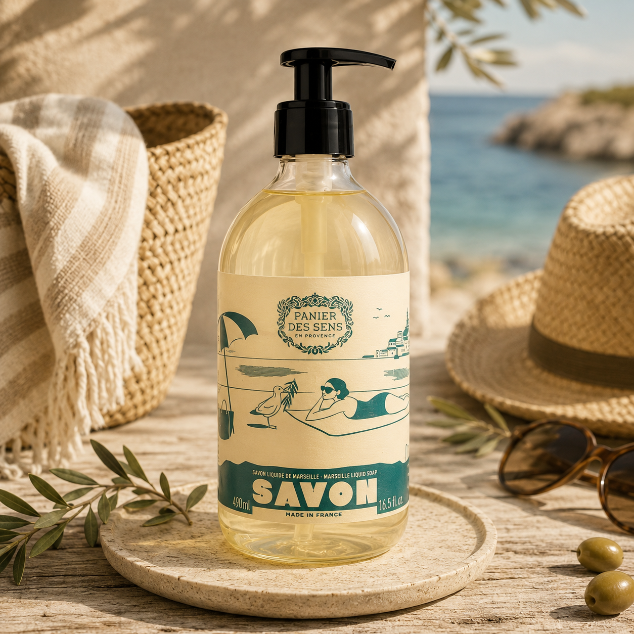 Liquid Marseille soap in a glass bottle – Limited edition olive 500ml
