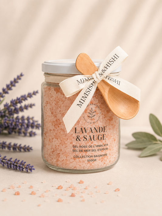 Sel de Bain Fleurs de Lavande Sauge et Sel de l'Himalaya 500g