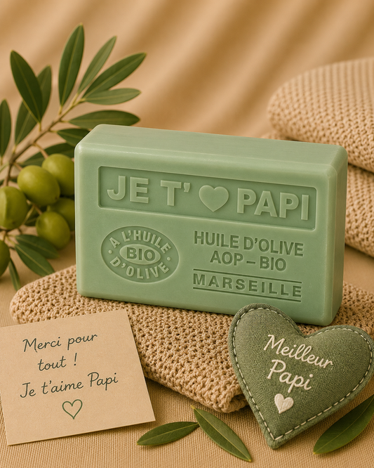 Savon à l'huile d'olive Bio parfumé JE T'❤️ PAPI 125g