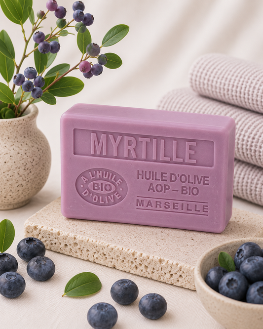 Savon à l'huile d'olive Bio parfumé à la Myrtille 125g