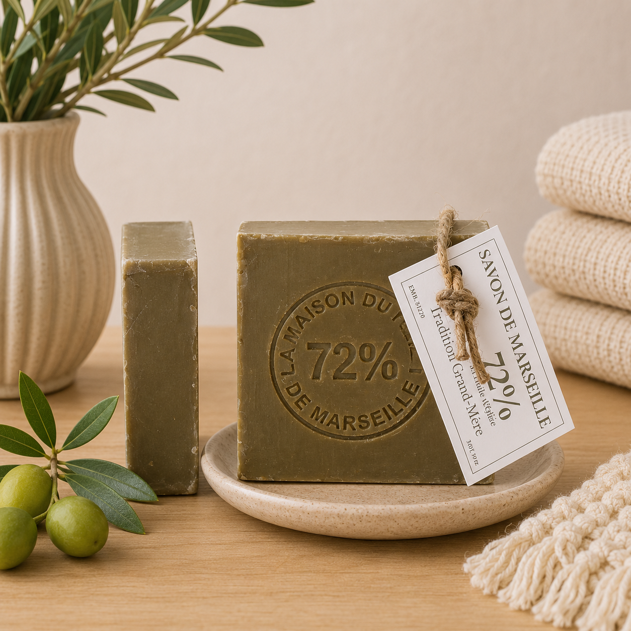 Savon de Marseille en tranche 125g à l'huile d'Olive