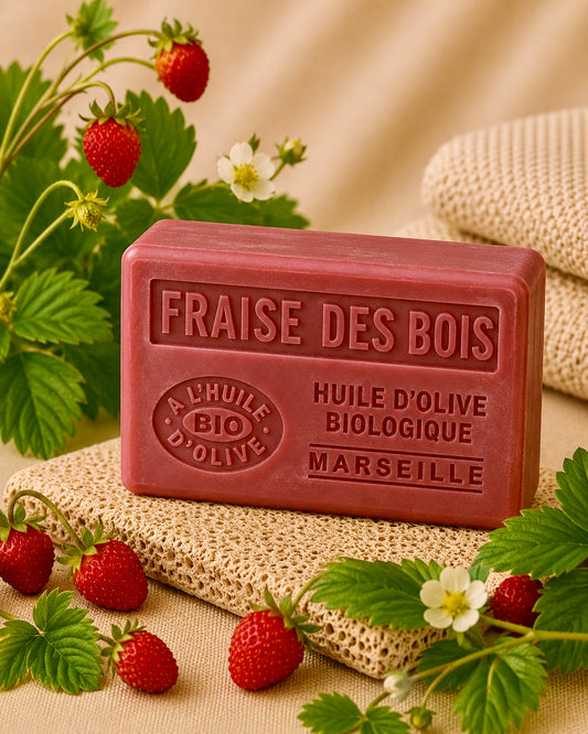Savon à l'huile d'olive Bio parfumé à la Fraise des Bois 125g