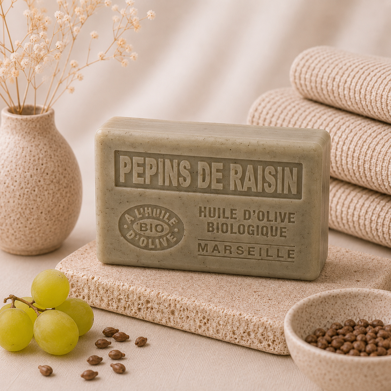 Organic Olive Oil Soap scented with Grape Seed 125g