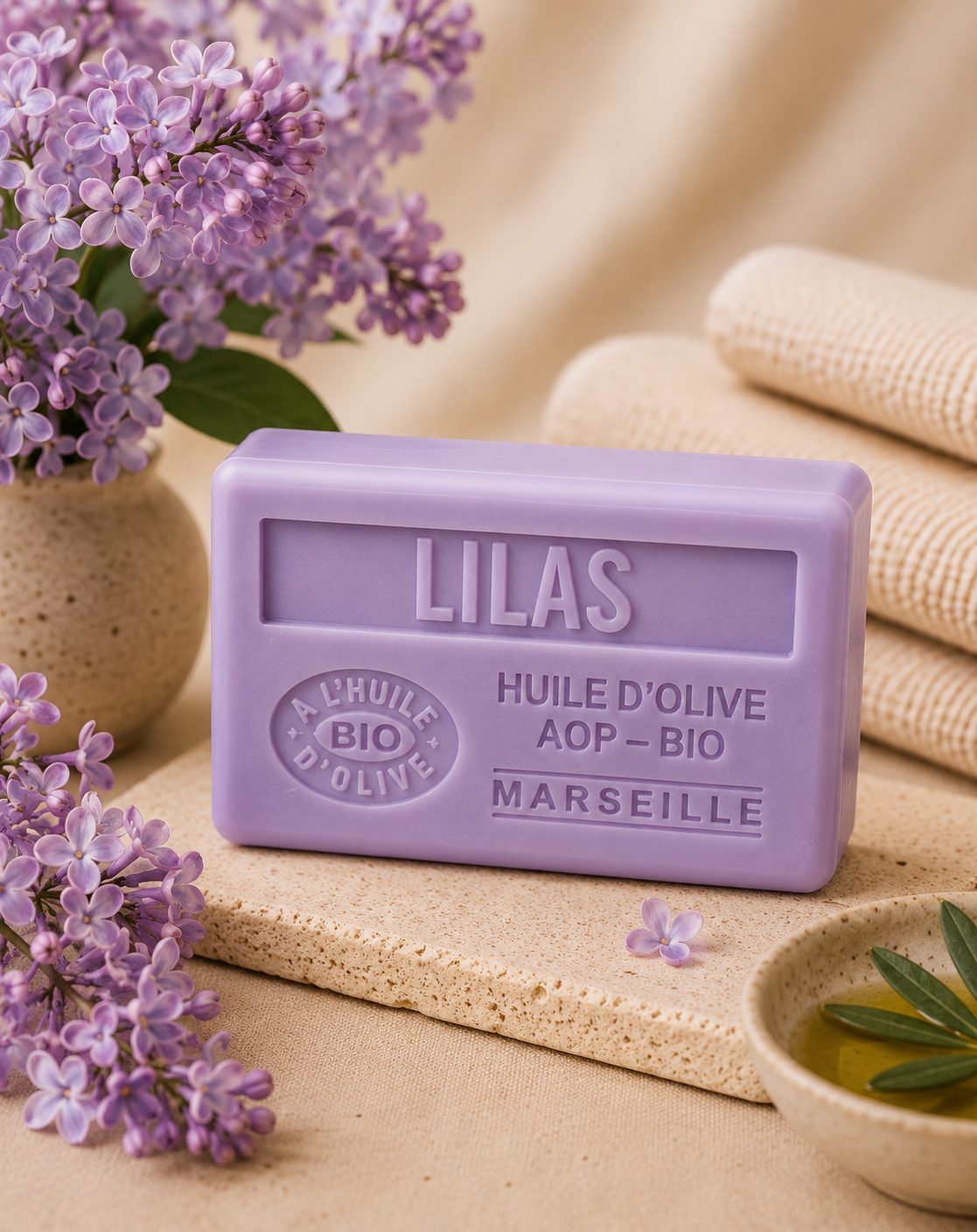 Organic Olive Oil Soap scented with Lilac 125g
