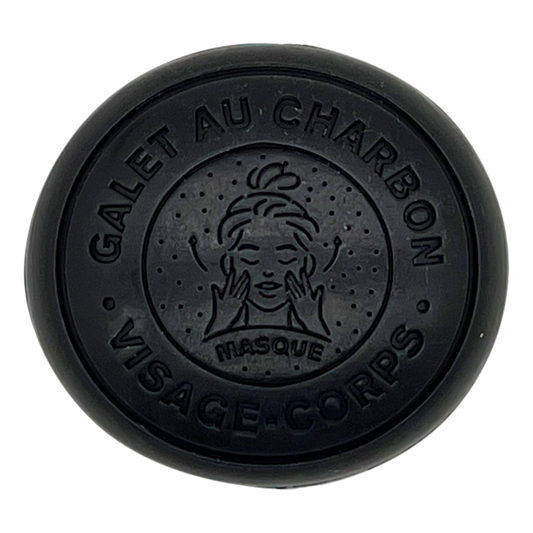 Galet de savon lait d'ânesse 110g au Charbon noir